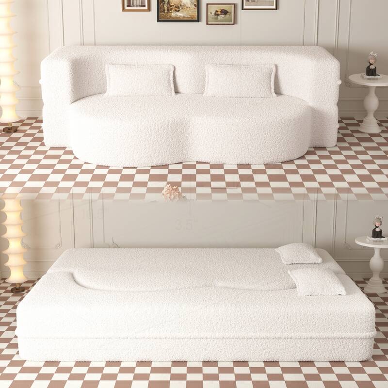 Versatile Convertible Foam Sofa Bed with Removable Cushions and Pillows