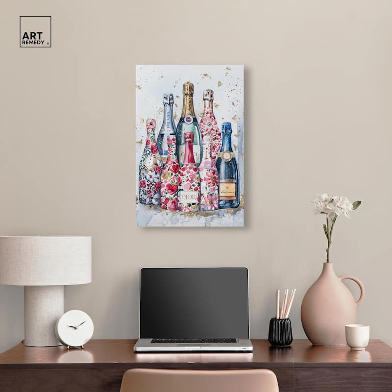 Intricate Floral Champagne Canvas by Art Remedy, Gallery Wrapped