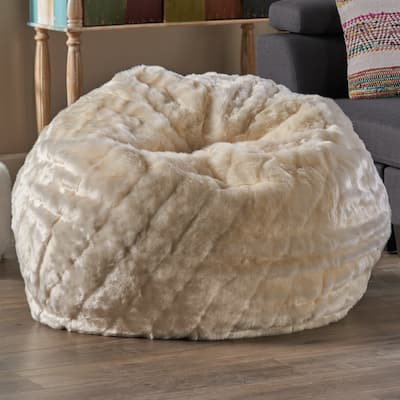 Warrin Furry Glam Faux Fur 3 Ft. Bean Bag by Christopher Knight Home