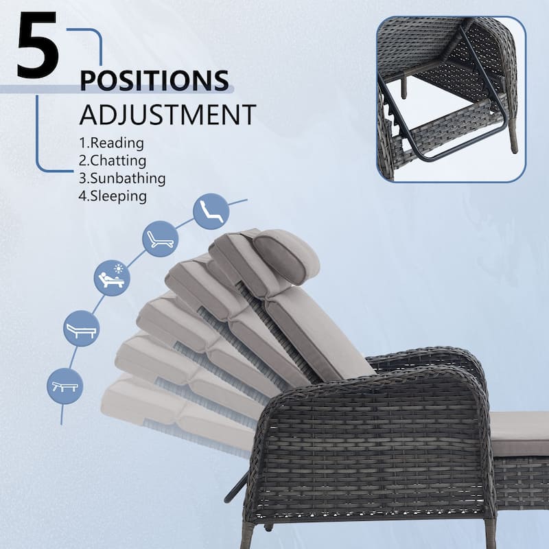 Patio Chaise Lounge with Cushion