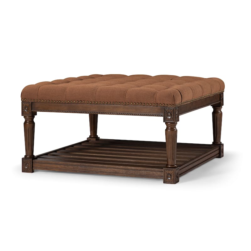 Maven Lane Mesa Square Upholstered Coffee Table - Aged Brown - 19' x 33' x 33'