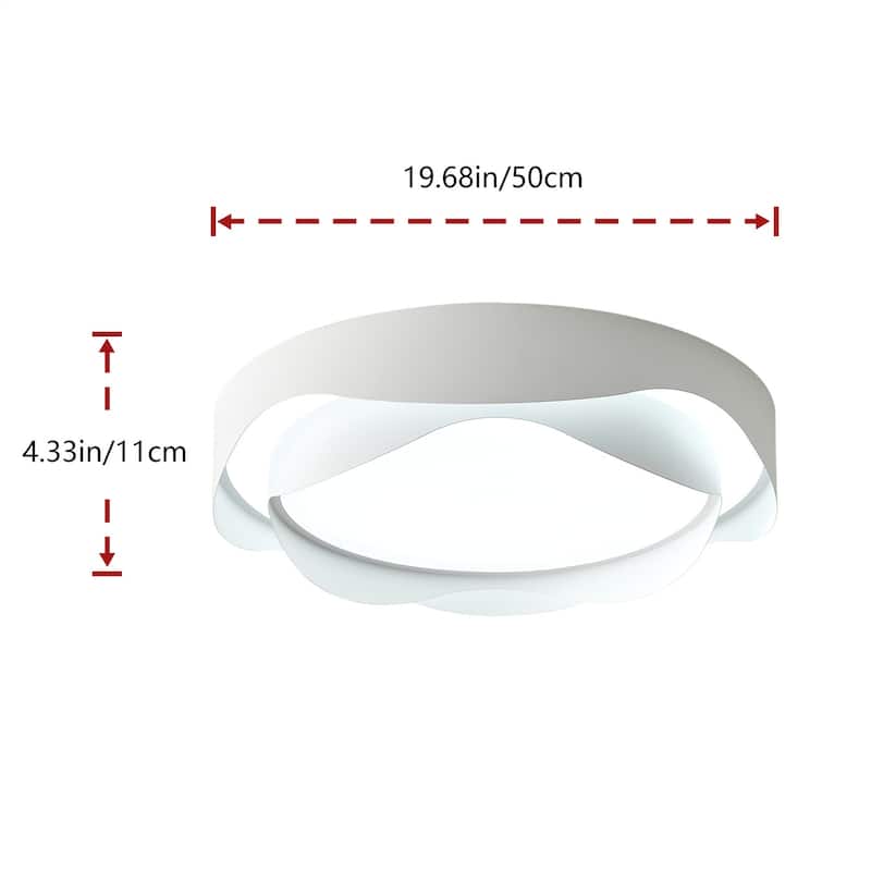 1-Light Dimmable Lotus Shape LED Flush Mount Lighting - 19.7"D×19.7"W×4.3"H