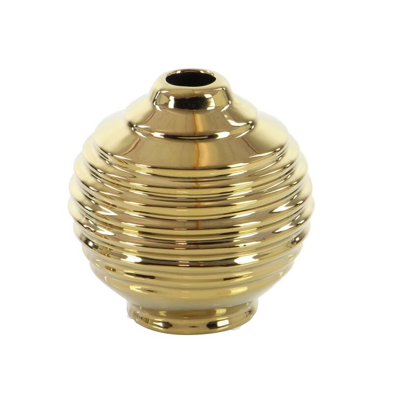 CosmoLiving by Cosmopolitan Metal Slim and Cone Geometric Vase with Handles (Set of 2) - Gold, Silver, Dark Gray, White, Black