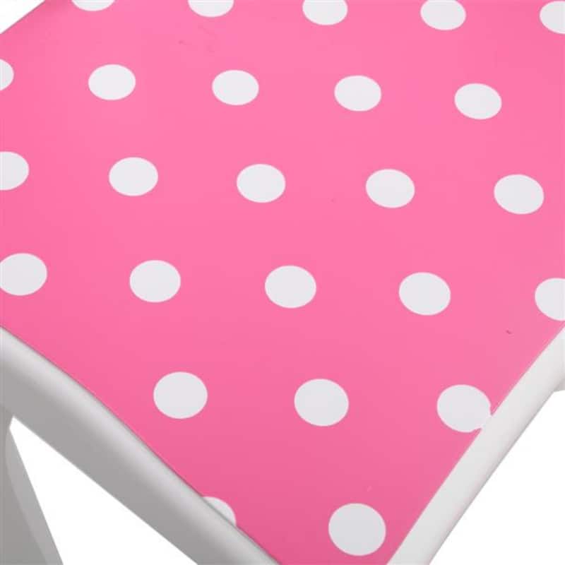 Three-Fold Mirror Single-Drawing Curved Foot Children Dressing Table Red Dots - 23.63 x 11.03 x 38.59