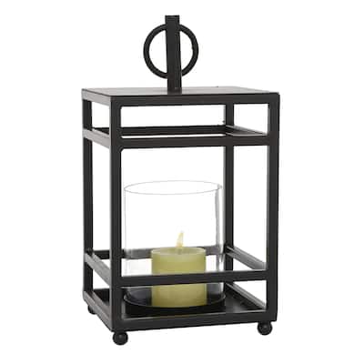 Metal Decorative Indoor Outdoor Candle Lantern - Black - Roche River Decor