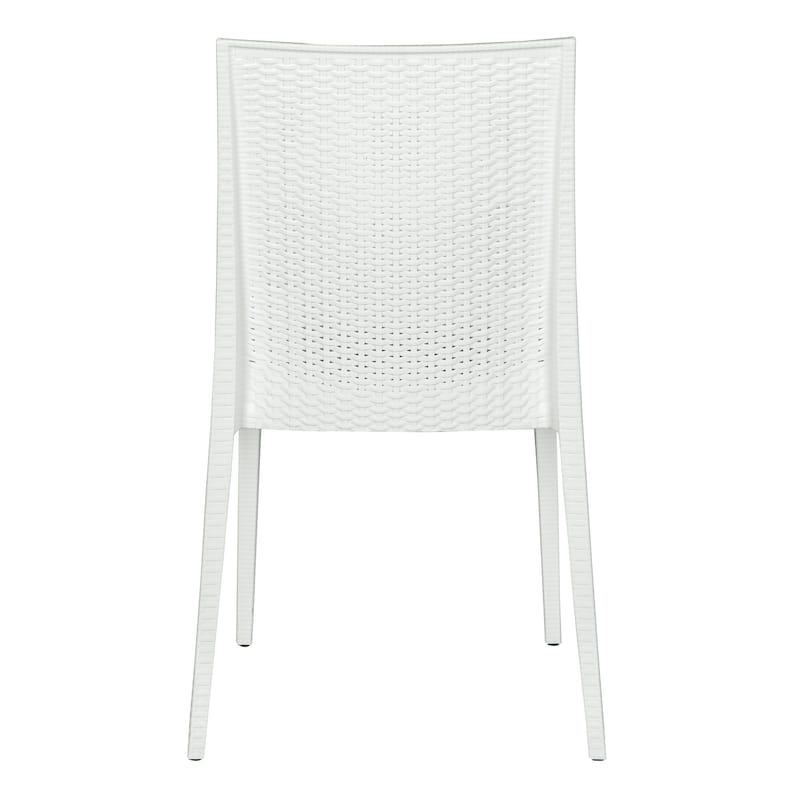 Outdoor Patio Dining Chairs, Set of 4 Stackable Polypropylene Chairs with Woven Design for Garden, Deck, or Pool