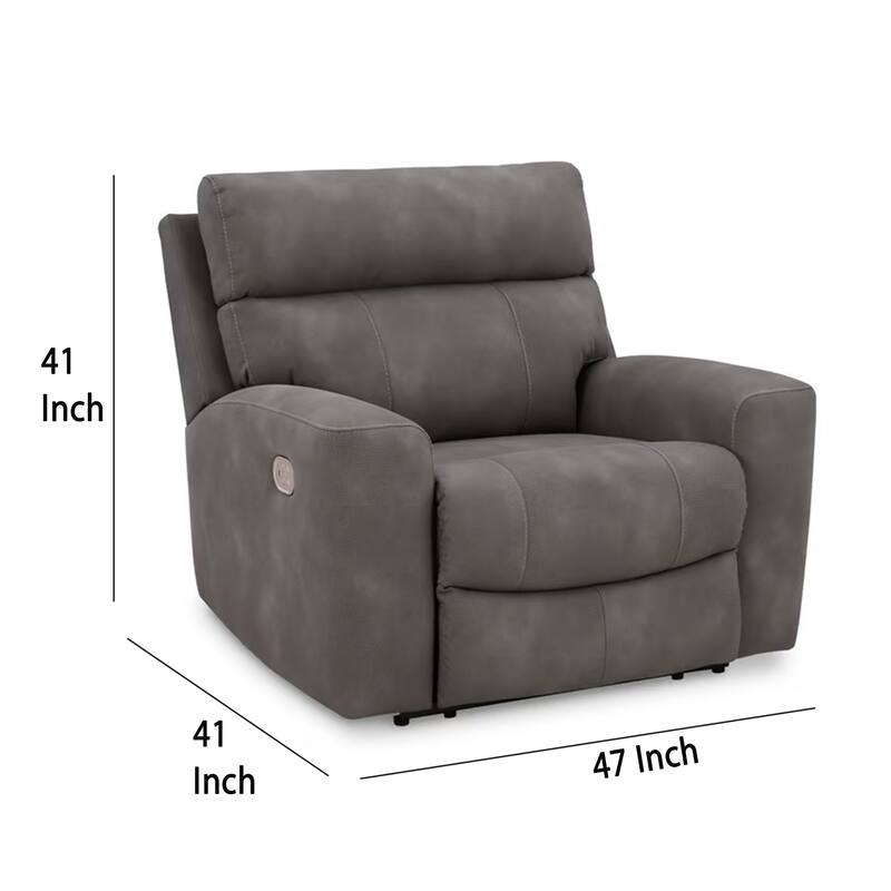 Corbin Power Recliner Chair, Adjustable, USB Port, Gray Faux Leather