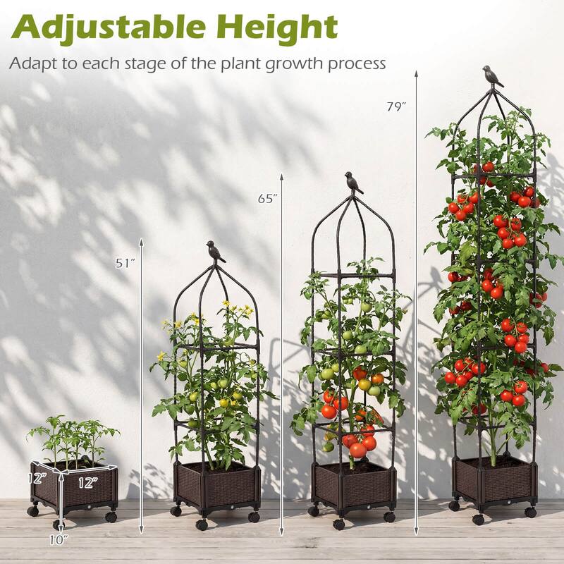 Costway 1/2 PCS Raised Garden Bed Tomato Cage Planter Box with