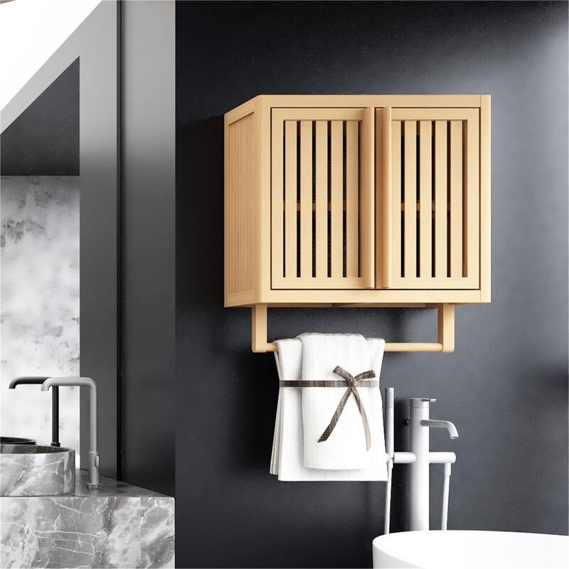 Bathroom Cabinet Wall Mounted Bamboo Toilet Storage Box