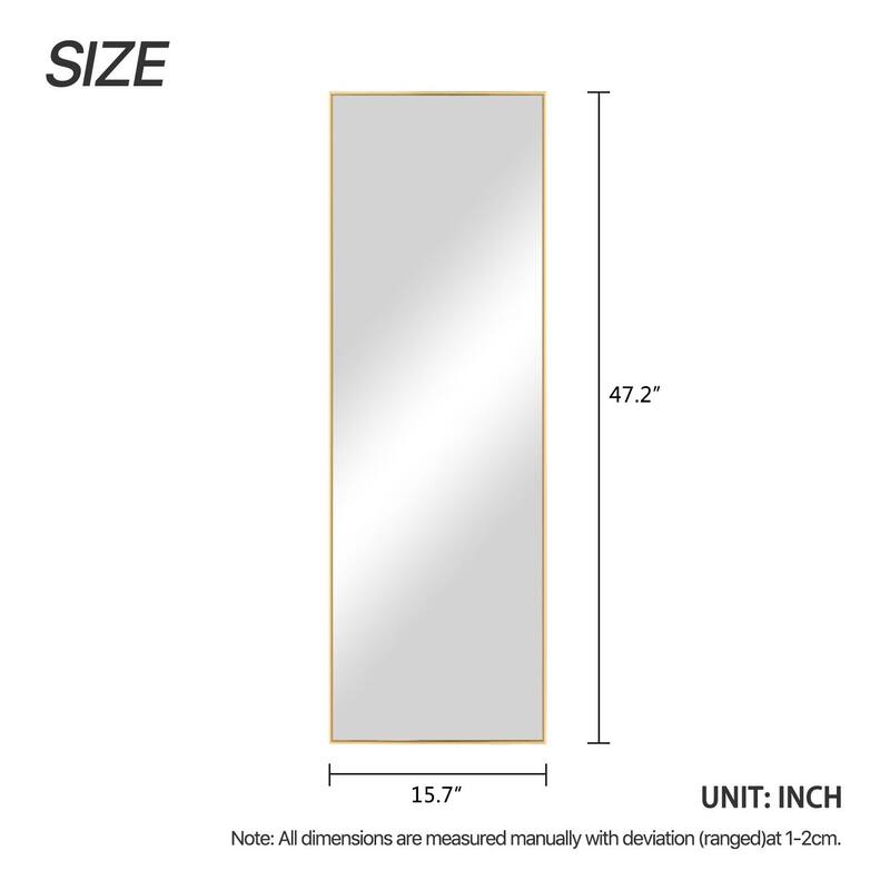 Modern Sleek Metal Frame Full-length Hanging or Leaning Wall Mirror