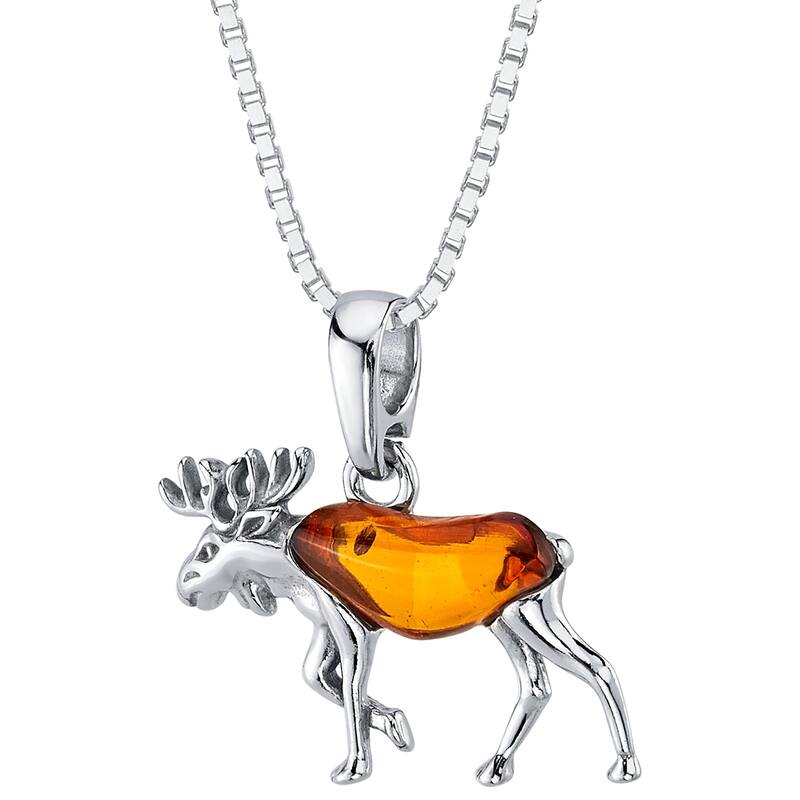 Amber Moose Pendant in Sterling Silver