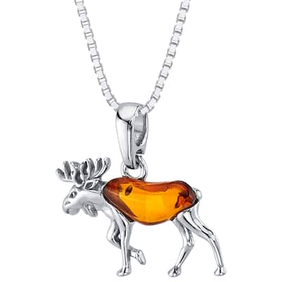 Amber Moose Pendant in Sterling Silver