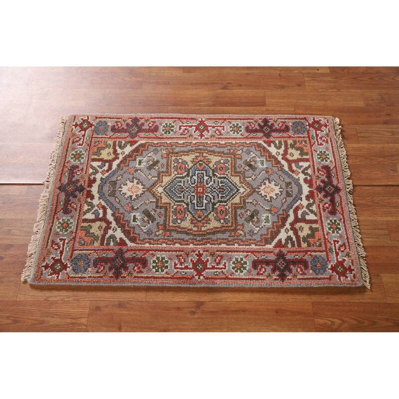 Gray Heriz Serapi Indian Accent Area Rug Hand-knotted Wool Carpet - 2'0"x 3'0"