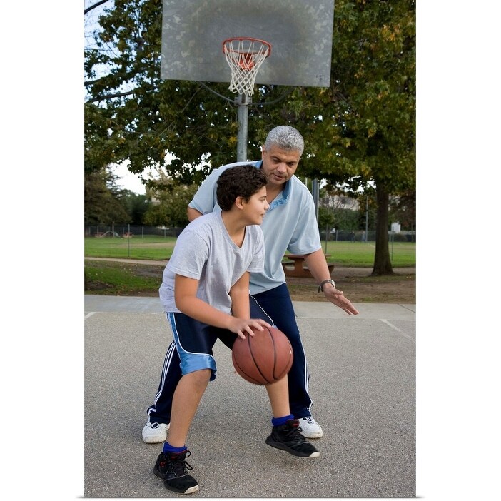Shop Father And Son Playing Basketball Poster Print Overstock