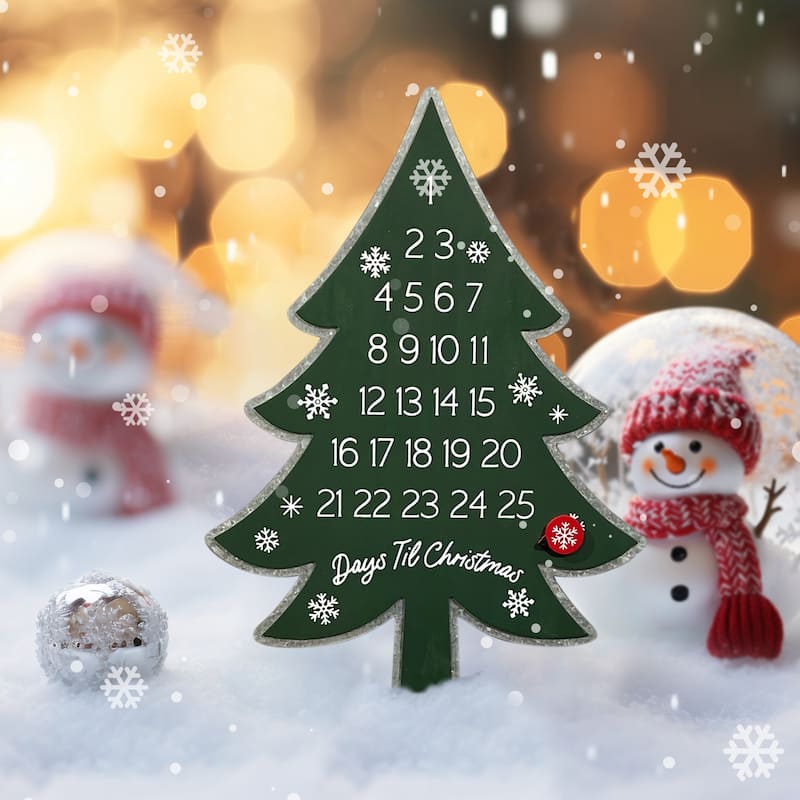Christmas Tree Countdown Sign with Magnets,Advent Calendar Wall Decor - 17.13 X 12.5
