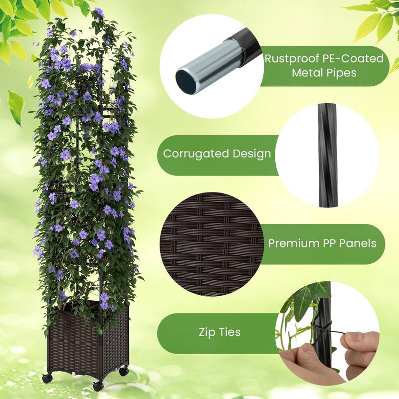 Gymax 87'' Tall Raised Garden Bed w/ Plant Box & Trellis Lockable