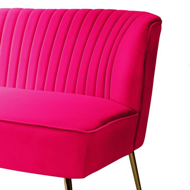 HULALA HOME Monica Modern Velvet Tufted Loveseat with Metal Legs