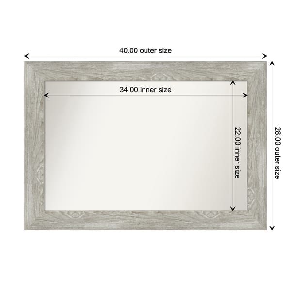 dimension image slide 111 of 113, Dove Greywash Framed Non-Beveled Custom Wall Mirror, Bathroom Vanity Mirror