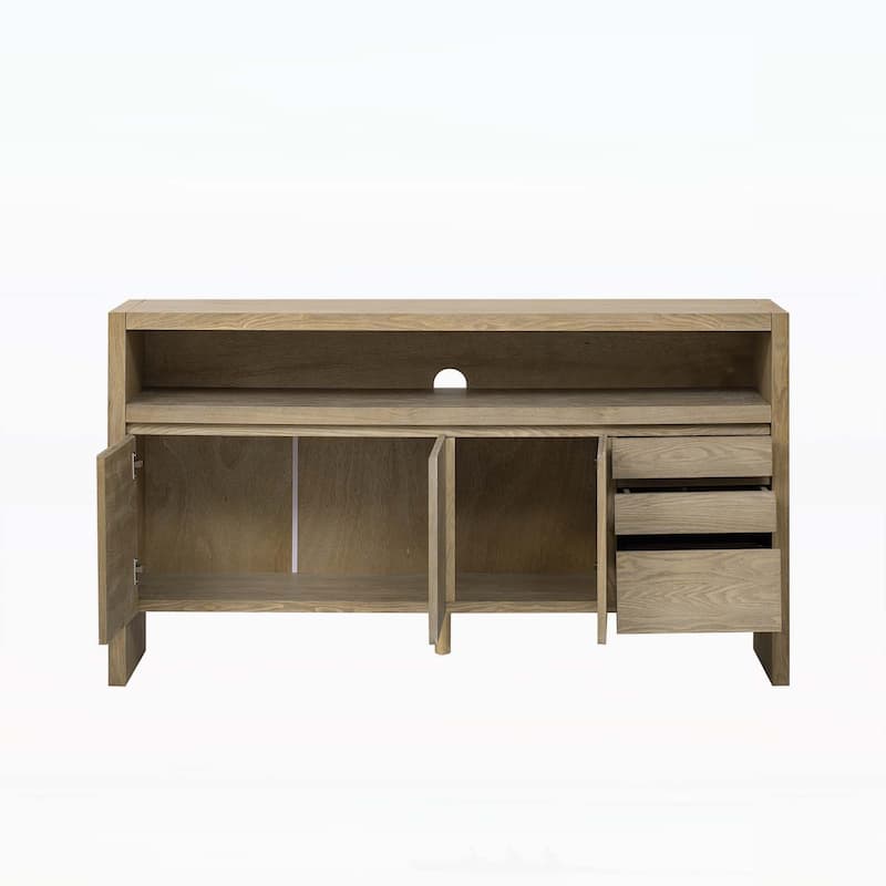 Functional Sideboard with Drawers and Semi - Open Shelf