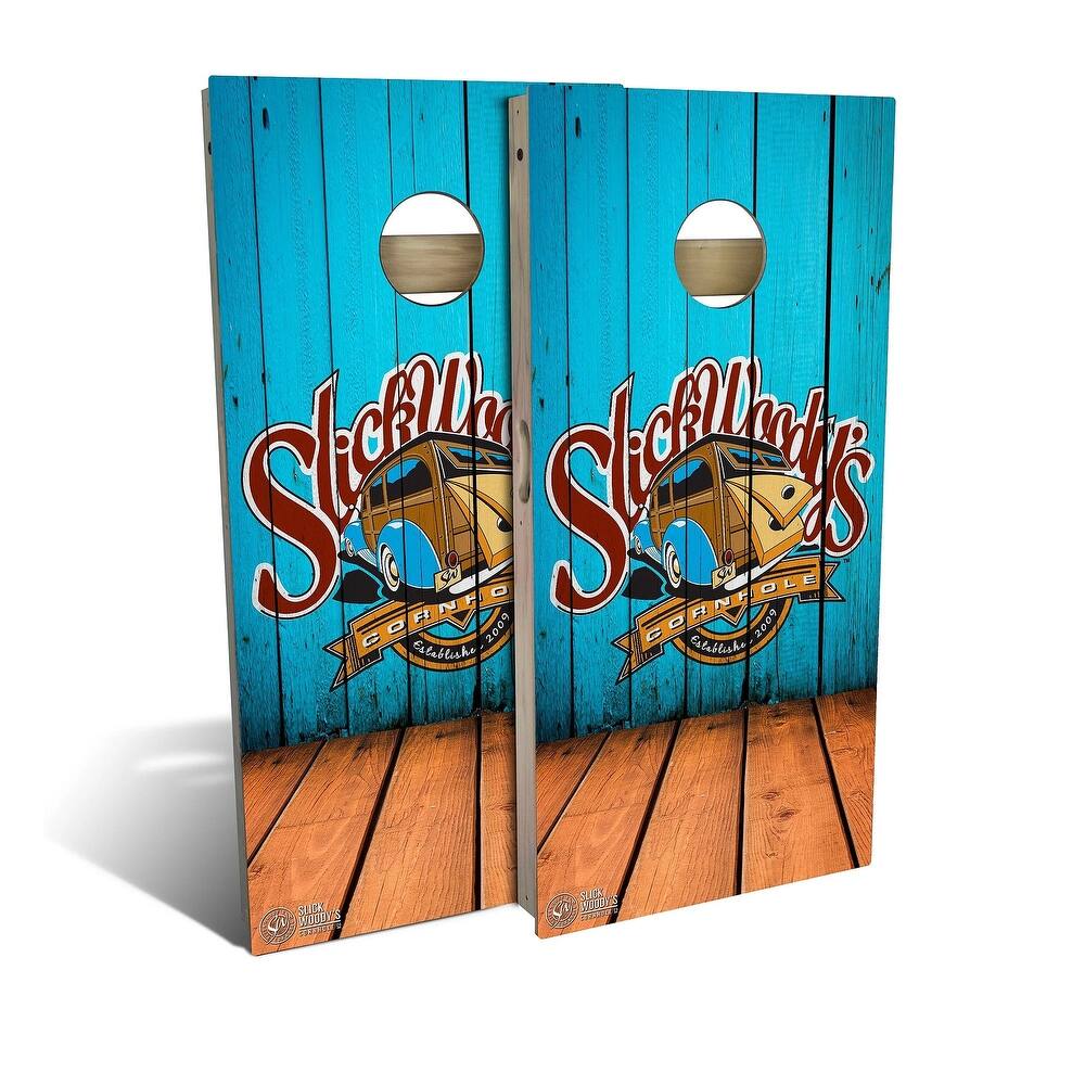 Angled Wood Outdoor Cornhole Board Set