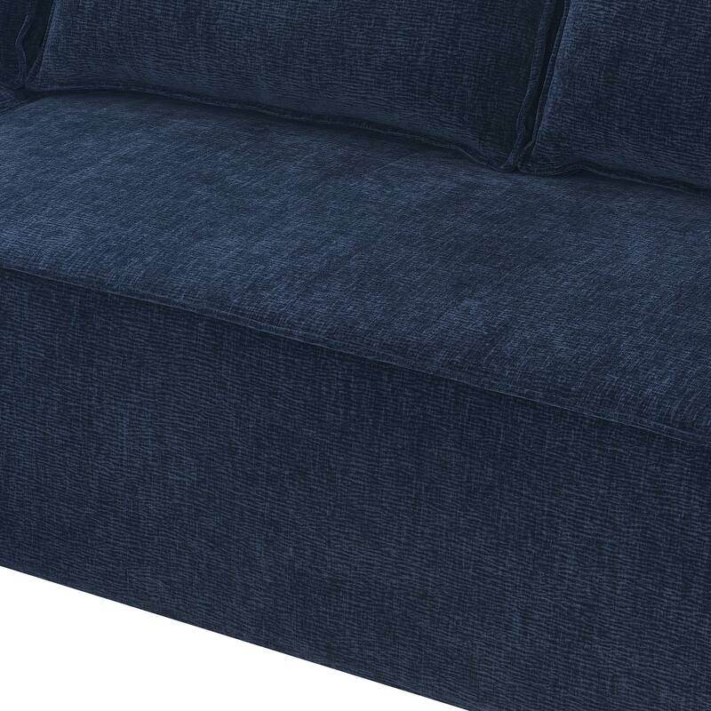 111.5" Chenille Modular Sectional Sofa with Pocket Springs and No Assembly, L-Shaped 4-Seater