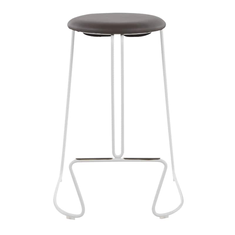 Finn Counter Stool in White Steel and Charcoall Fabric - Set of 2 - 19.5"Lx18"Wx25.75"H