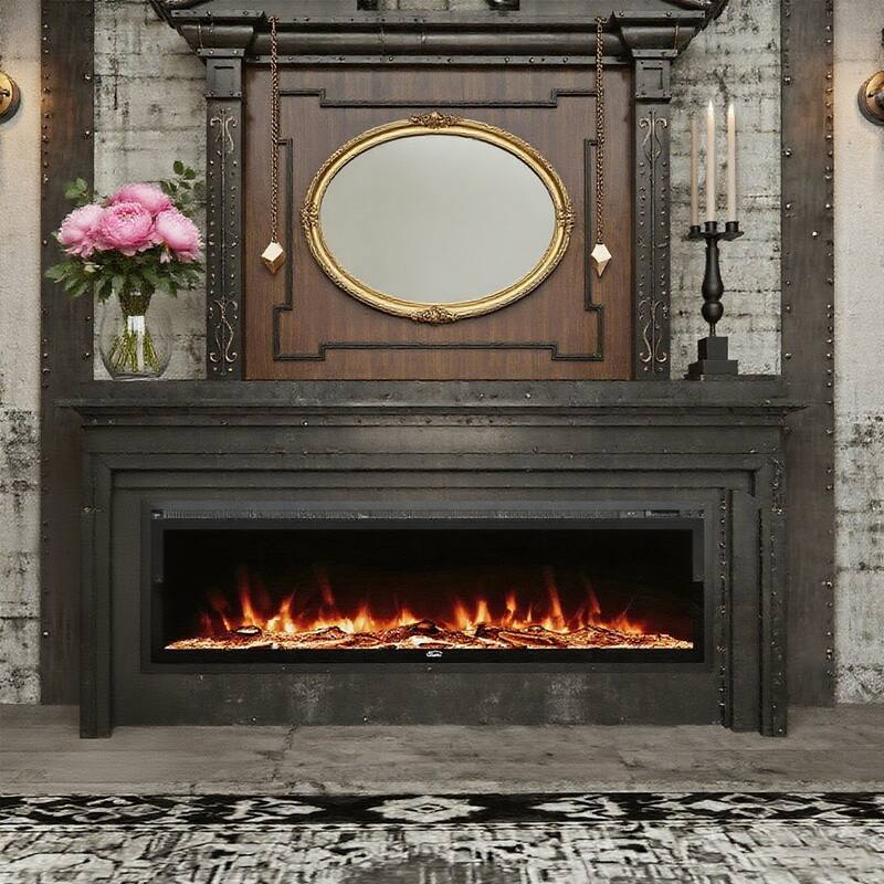 1500W Wall-Mounted &Recessed Electric Fireplace Heater with Remote Control - 60Inch