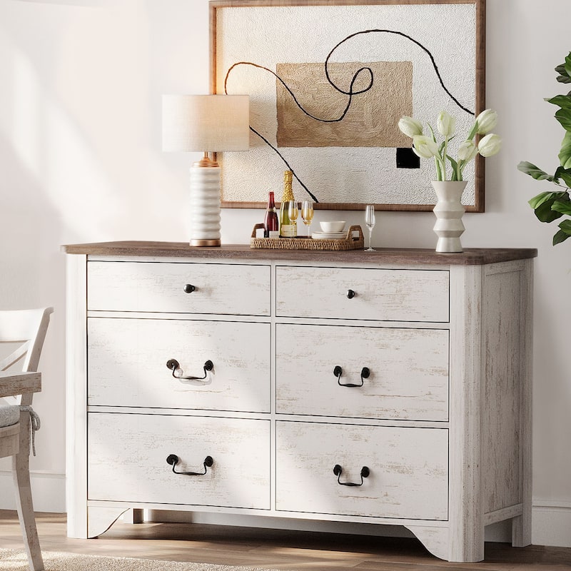 WAMPAT Farmhouse Nightstand with 3 Drawers