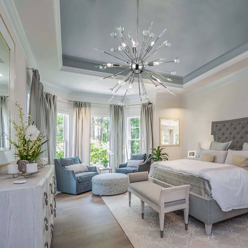 9/12-Light Modern Sputnik Sphere Starburst Crystal Chandelier Semi-Sphere Globe Pendant Light