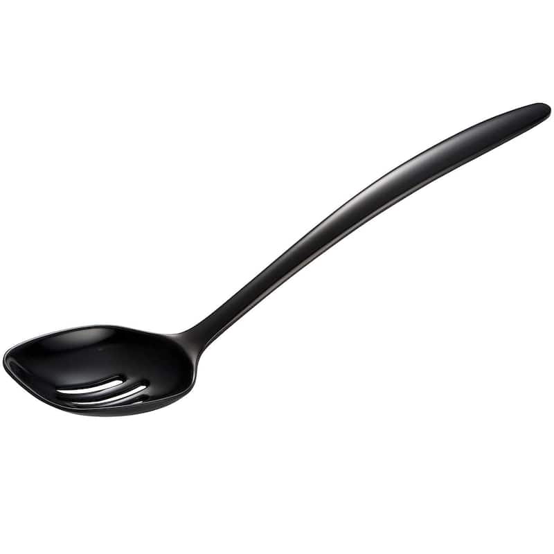 Hutzler 12-Inch Melamine Slotted Cooking Spoon - Black