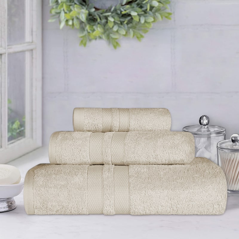 Cotton Quick-Drying 3 Piece Highly Absorbent Towel Set by Superior - Ivory