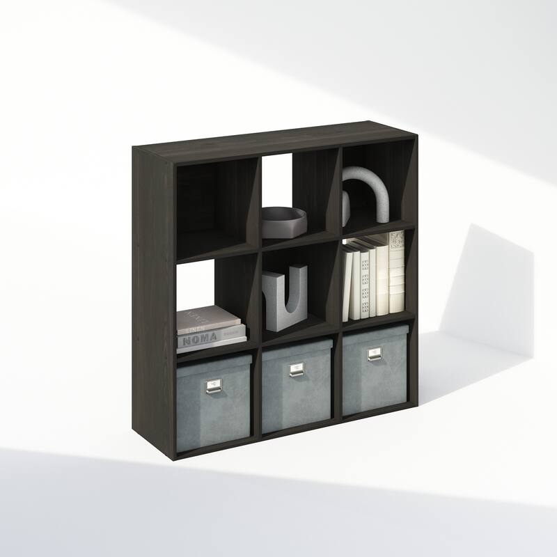 35.39 in. Tall Espresso Wood 9-Shelf Bookcase