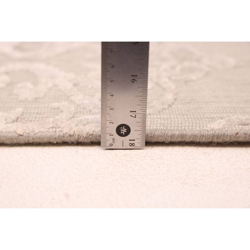 ECARPETGALLERY Hand Loomed Elysian Light Grey Viscose, Wool Rug - 8'5 x 8'2