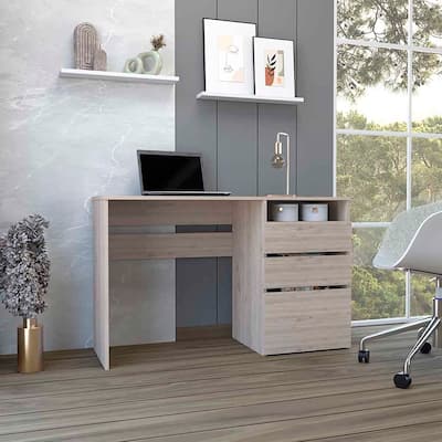 Computer Desk for Office, One Shelf, Light Gray Finish