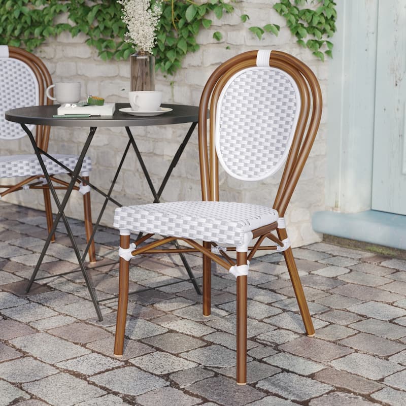 All-Weather Commercial Paris Chair with Black Metal Frame