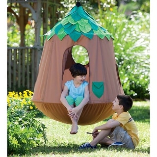 HearthSong Woodland HugglePod Hangout Hanging Chair with LED Leaf
