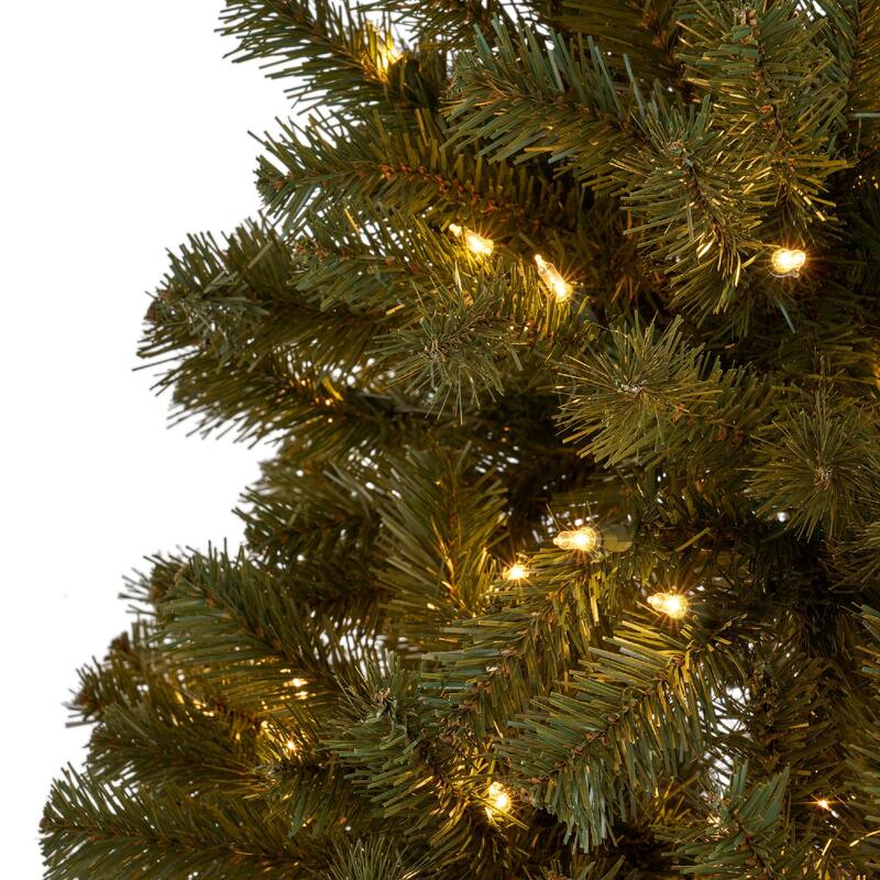 Doru Faux Christmas Tree, 7 Foot Tall, Green Branches 500 Clear LEDs