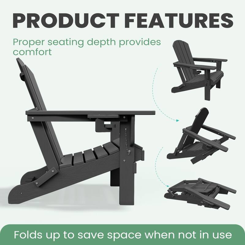 Foldable HDPE Adirondack Chair with Dual Cup Holders