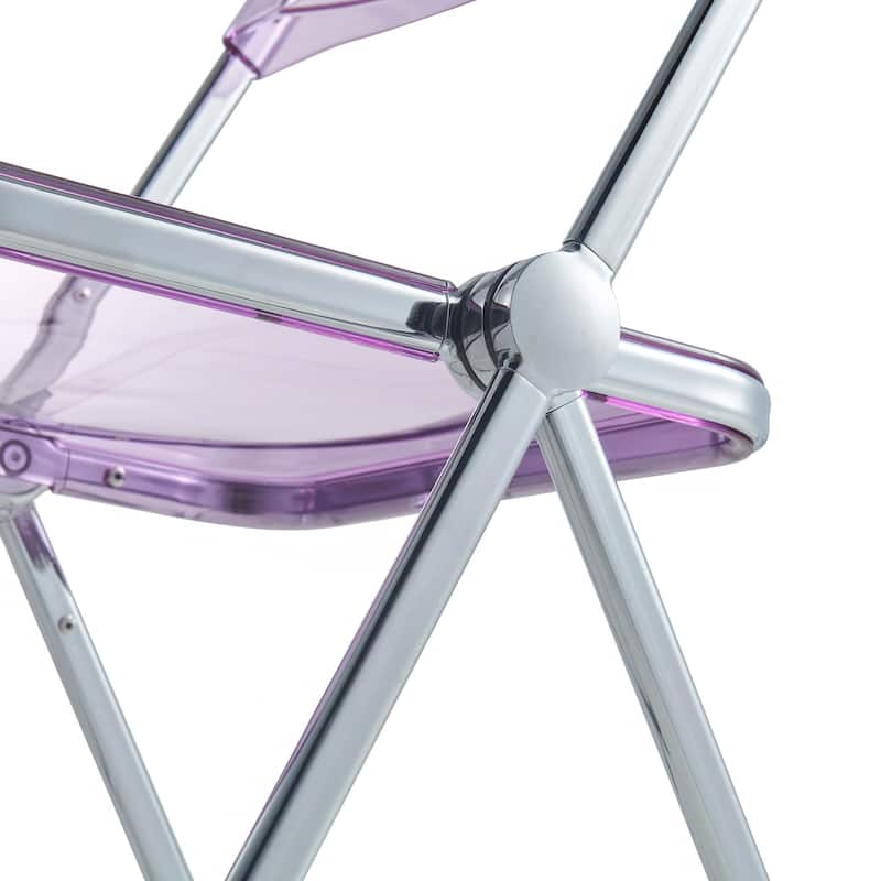 LeisureMod Lawrence Acrylic Folding Dining Chairs and Dining Table Set