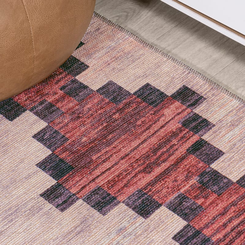 JONATHAN Y Siksak Bohemian Medallion Textured Weave Machine Washable Area Rug
