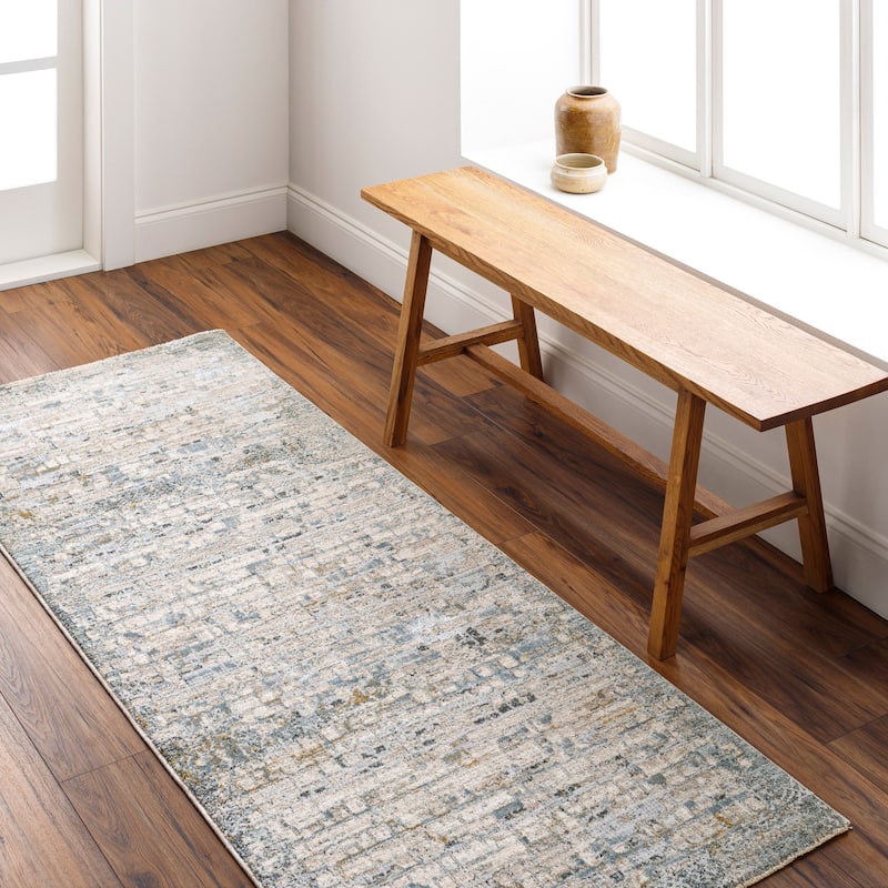 Janae Mid-Century Modern Area Rug - Taupe/Blue - 2' 7" x 7' 3"