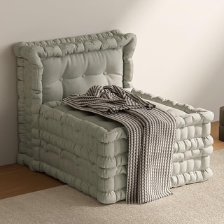 WOWMAX Velvet Grey Floor Sofa Set Convertible Modular Sofa Oversized Floor Pillows Perfect For Reading And Relaxing