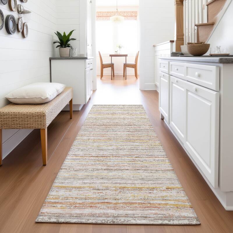 Premium Washable Super Soft Ombre Stripes Mayfield Rug - Terracotta - 2'3" x 7'6"