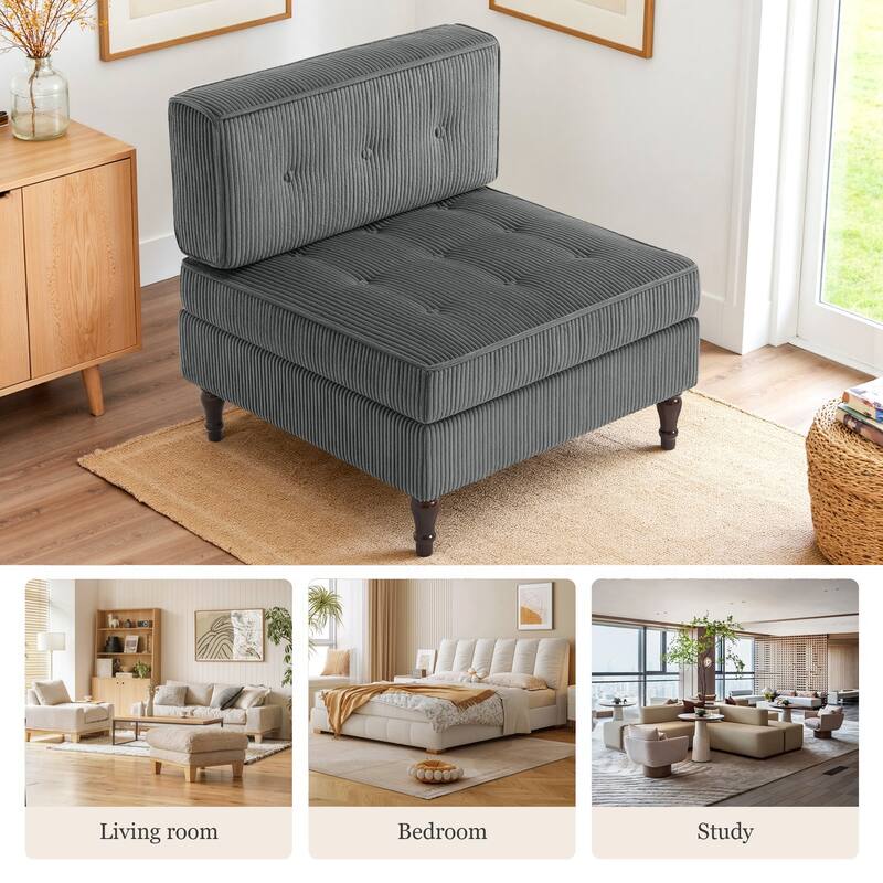 32.57" W Upholstered Corduroy Armless Accent Chair