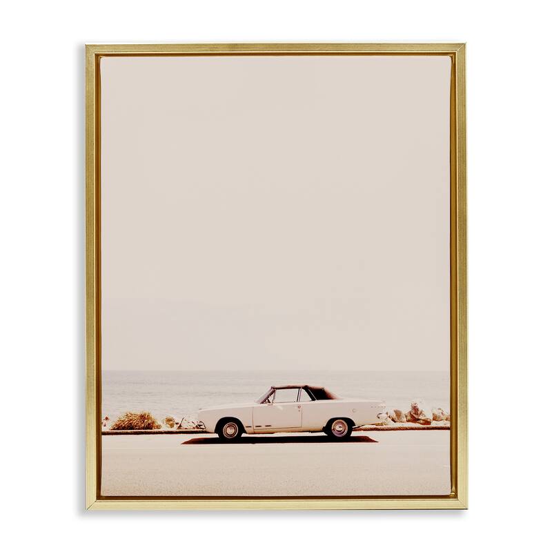 Stupell California Dreaming Antique Car Framed Floater Canvas Wall Art Design By Gemma Bardot - 17 x 21 - Gold