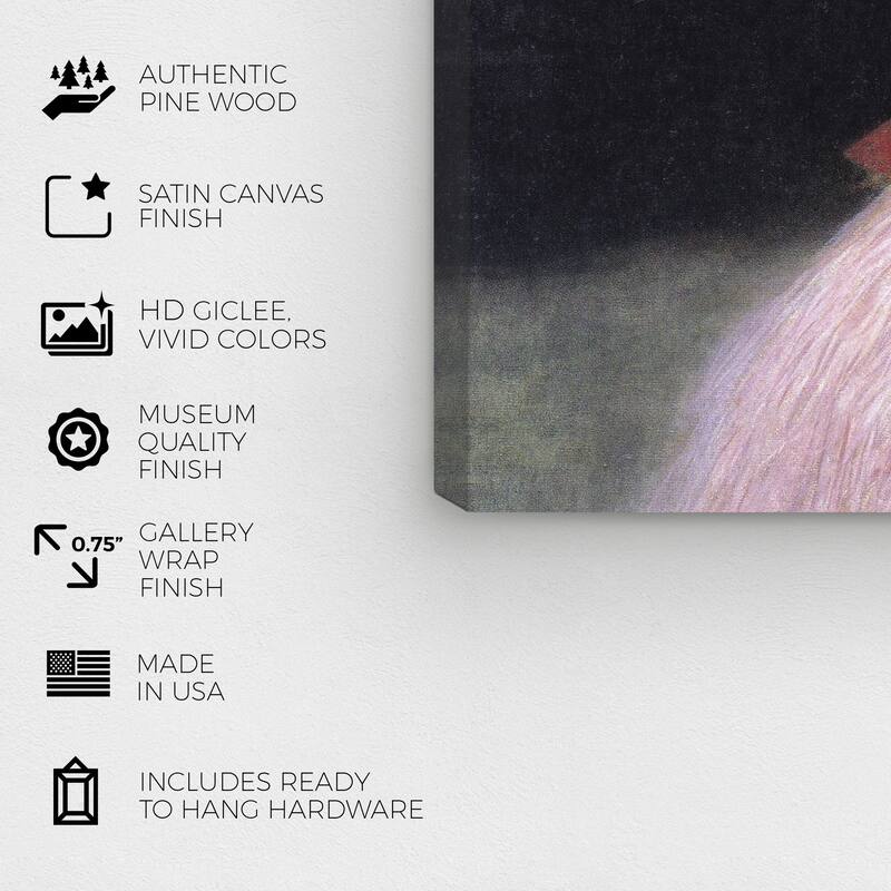 Wynwood Studio Canvas Classic Gustav Klimt - Portrait of Sonja Knips Pink and Pastel Pink Traditional Wall Art Canvas Print