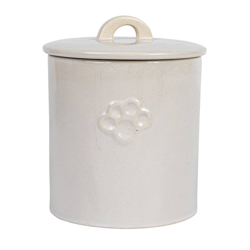 Debossed Stoneware Treat Canister with Paw Print