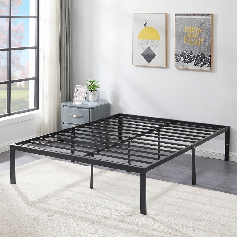 Black Metal Platform Bed Frame, 14.2-inch/16-inch/18-inch platform Bed Frame, 12 Options