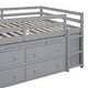 preview thumbnail 125 of 144, Twin/Full Size Low Loft Bed with Retractable Writing Desk and 4 Drawers, Wooden Loft Bedframe w/ Lateral Portable Desk & Shelves