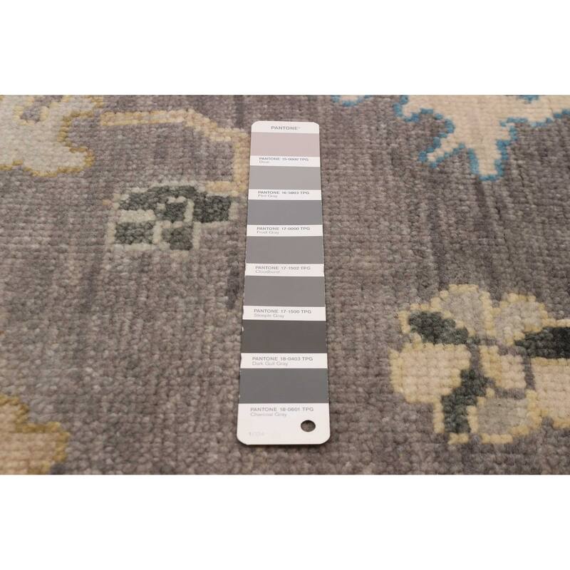 ECARPETGALLERY Hand-knotted Modern Oushak Dark Grey Wool Rug - 8'11 x 11'9
